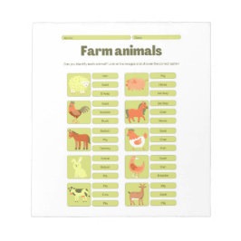Farm Animals Identification Educational Worksheet Notizblock
