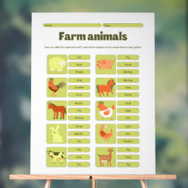 Farm Animals Identification Learning Worksheet Acrylschild