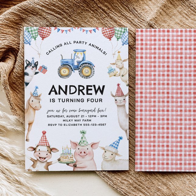 Farm Animals Kids Birthday Invitation (Créateur téléchargé)