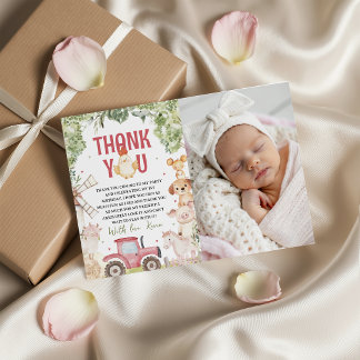 Farm Animals Photo Thank You Card Einladung