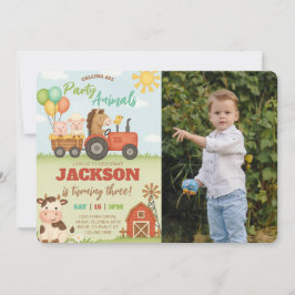Farm Animals Ranch Kids Birthday Photo Einladung