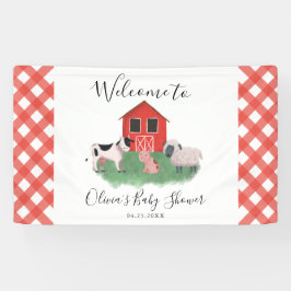 Farm Animals Red Baby Dusche Willkommen Banner