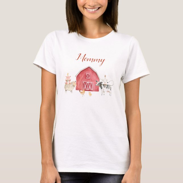 Farm Animals & Red Barn Birthday Family T-Shirt (Devant)