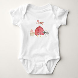 Farm Animals & Red Barn Birthday Party T-Shirt Baby Strampler