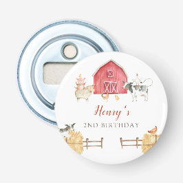 Farm Animals & Red Barn Button Bottle Opener Flaschenöffner