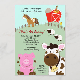 Farm Babies Barnyard 12x18 Geburtstagseinladung Einladung