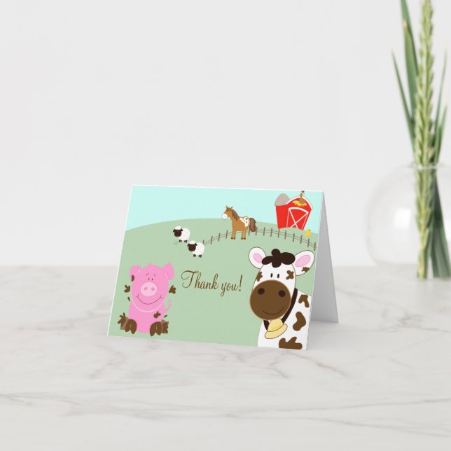 Farm Babies Barnyard geklappt Danke Notizen (Vorderseite)