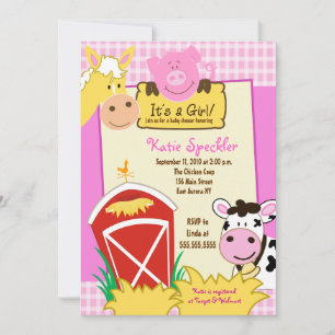 Farm Babies Girl #2 12x18 Baby Shower Einladung