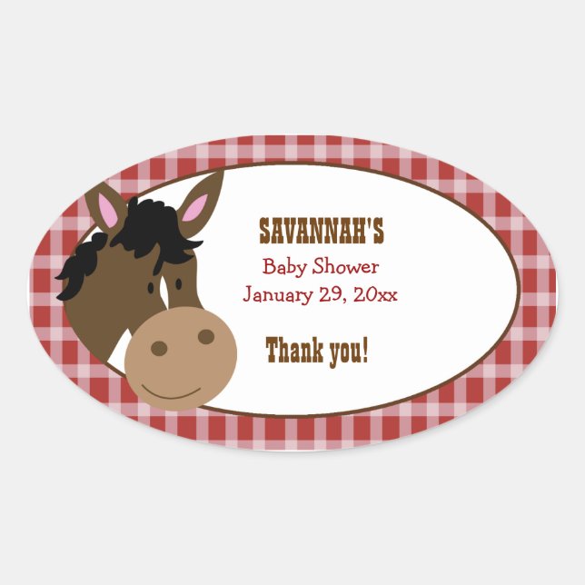 Farm Babies Pferd Custom Oval Gefallen Aufkleber (Vorderseite)
