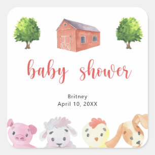 Farm-Baby-Party - Baby-Party Quadratischer Aufkleber