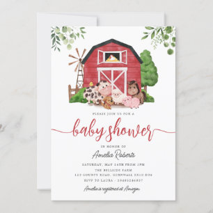 Farm Baby Showeinladung, Roter Barn Einladung