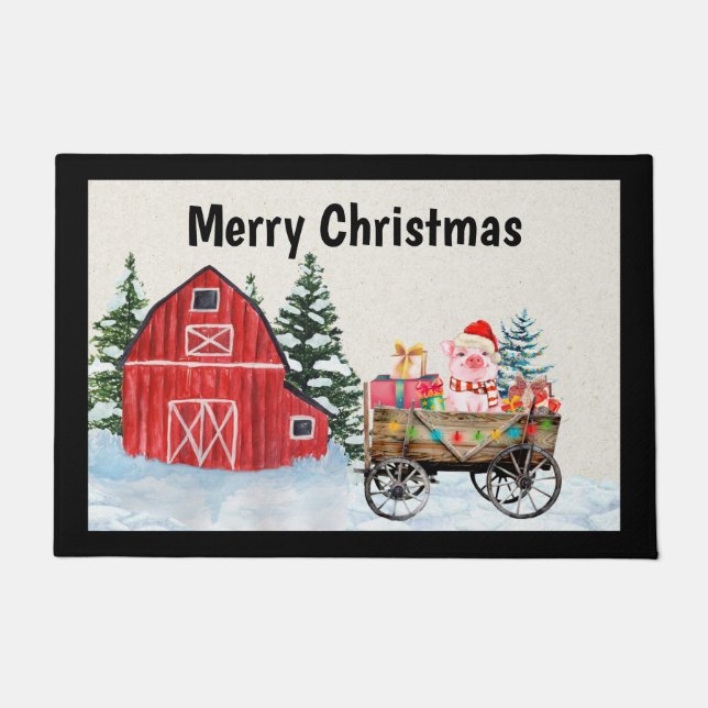 Farm Barnyard Land Weihnachtsmatte Fußmatte (Vorderseite)