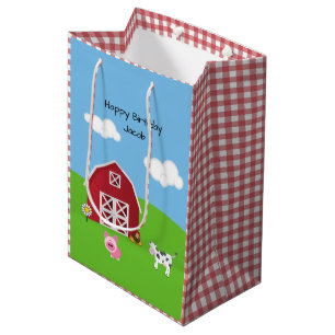Farm Barnyard Tier Geburtstag Mittlere Geschenktas Geschenktüte