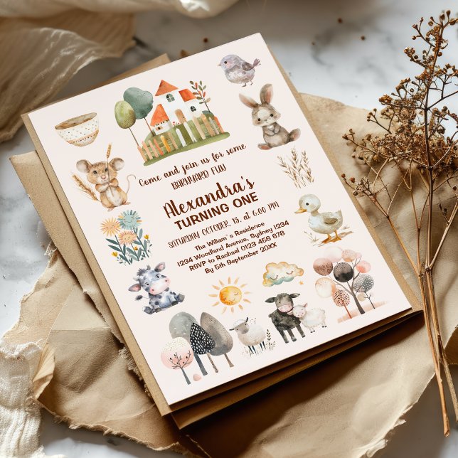 Farm Barnyard Tiere Geburtstag Einladung (Von Creator hochgeladen)