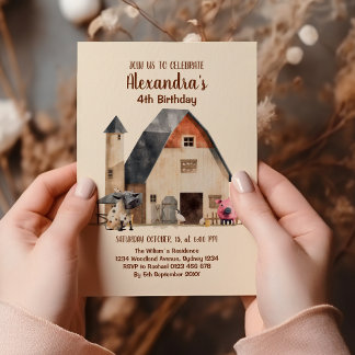 Farm Barnyard Tiere Geburtstag Einladung