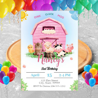 Farm Birthday Girl Einladung