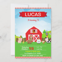 Farm birthday invitation for je vais