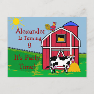 Farm Birthday Party personalisieren Einladungspostkarte
