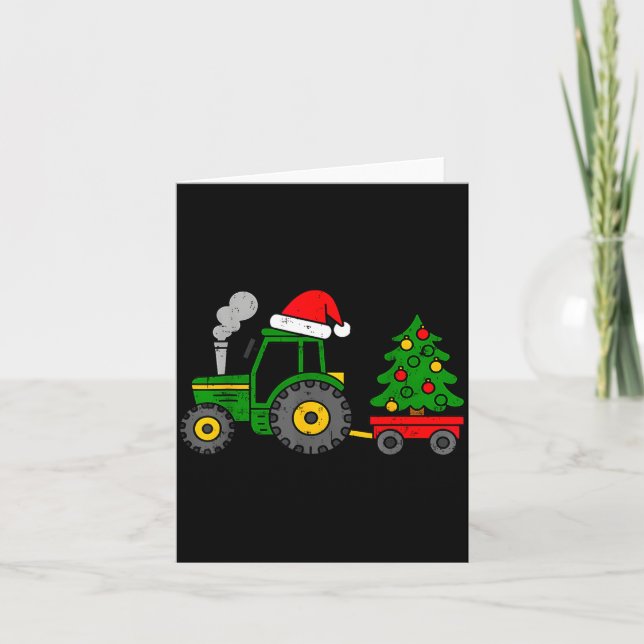 Farm Christmas Tractor Tree Xmas Truck Boys Kids T Karte (Vorderseite)