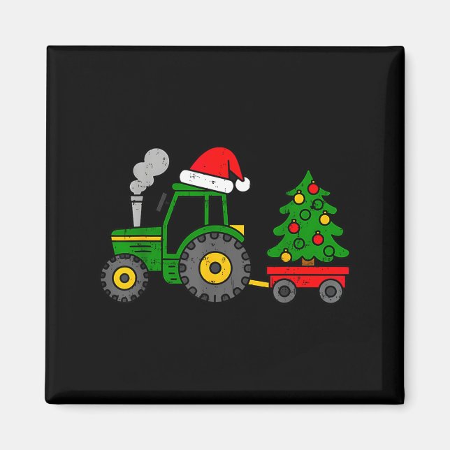 Farm Christmas Tractor Tree Xmas Truck Boys Kids T Magnet (Vorne)