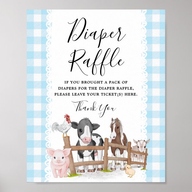 Farm Country Baby Shower Diaper Raffle Sign Poster (Vorne)