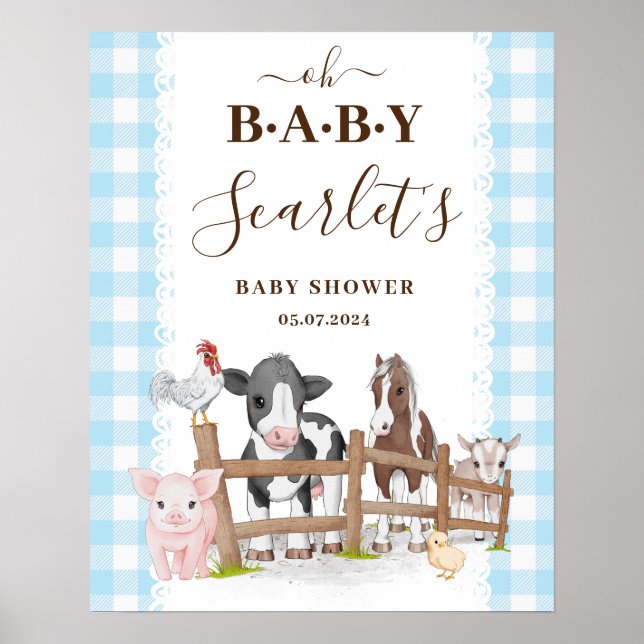 Farm Country Baby Shower Welcome Sign Poster (Vorne)