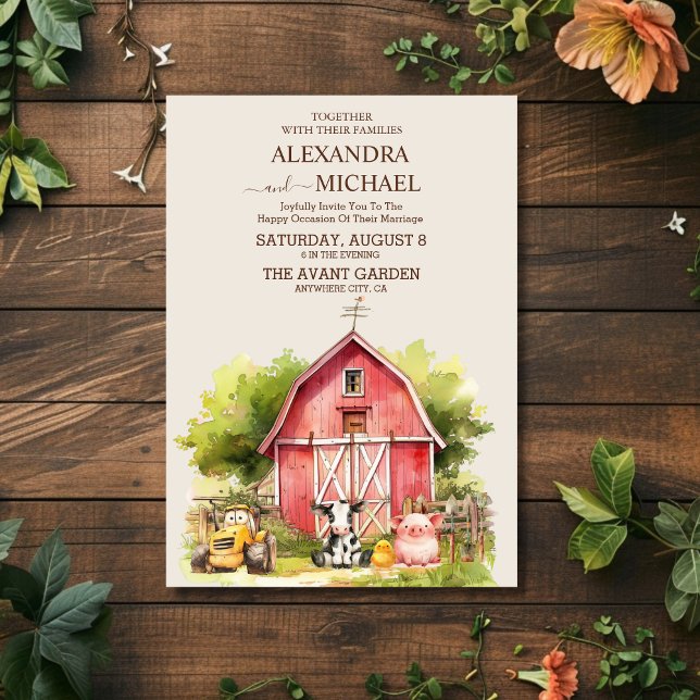 Farm Country Whimsical Wedding Einladung (Von Creator hochgeladen)