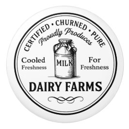 Farm Dairy Label Vintage Typography Ceramic Knob Keramikknauf
