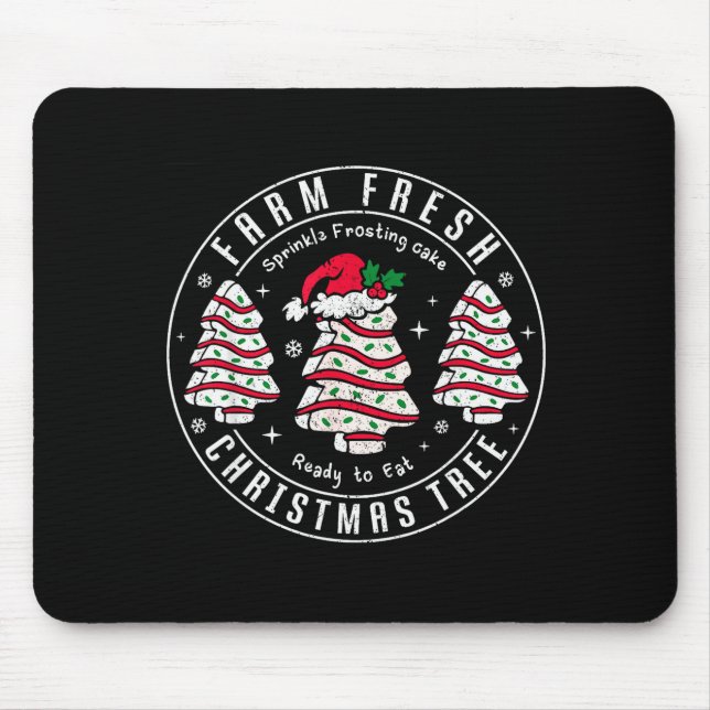 Farm Fresh Christmas Tree Cakes Retro Xmas Tree Fa Mousepad (Vorne)