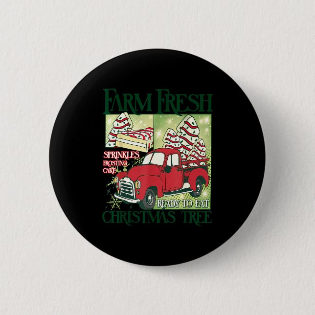 Farm Fresh Christmas Tree Funny Xmas Frosting Cake Button (Vorderseite)