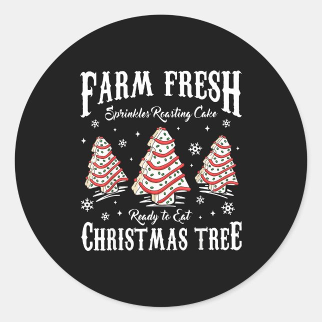 Farm Fresh Christmas Tree Xmas Debbie Cakes Family Runder Aufkleber (Vorderseite)