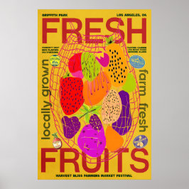 Farm Fresh Fruits Poster Retro Farmers Market