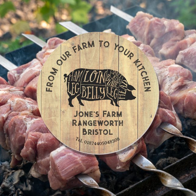 Farm Fresh Pork Sticker | Rustic Pig Logo Label  (Créateur téléchargé)