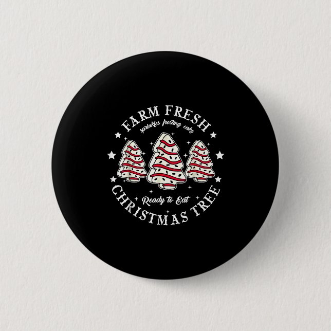Farm Fresh Ready To Eat Christmas Tree Cake Funny  Button (Vorderseite)