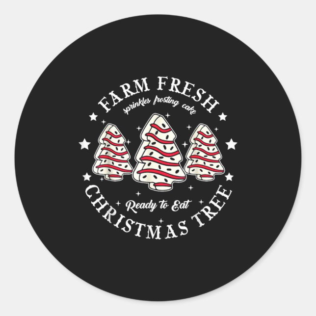Farm Fresh Ready To Eat Christmas Tree Cake Funny  Runder Aufkleber (Vorderseite)