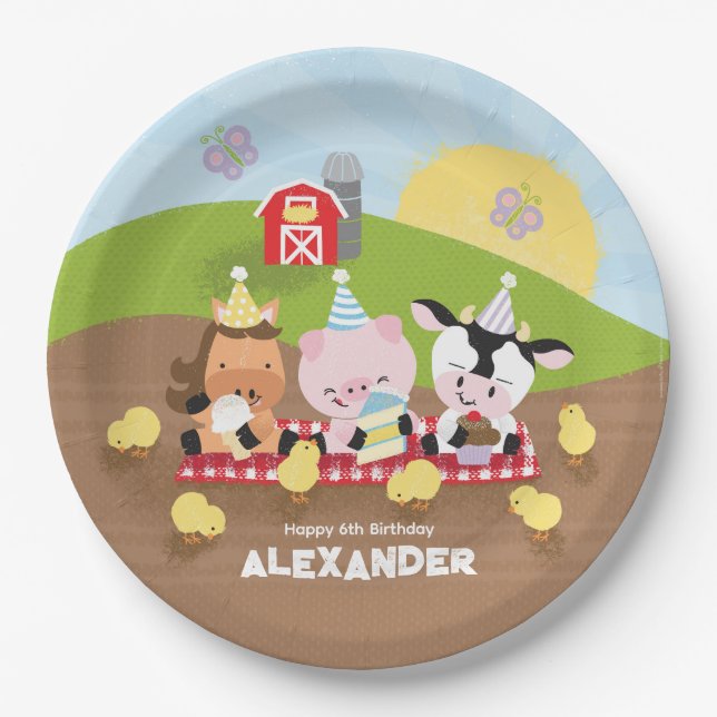 Farm Friends Animal Birthday Party Paper Teller (Vorderseite)