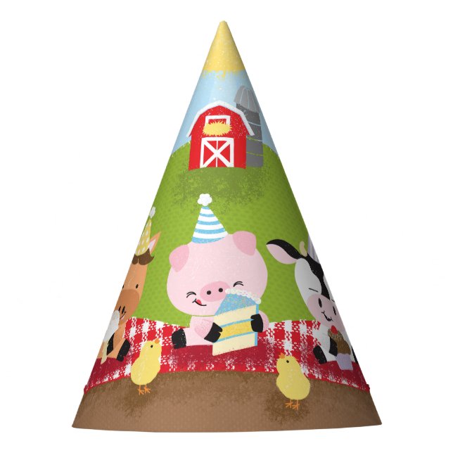 Farm Friends Birthday Paper Party Hat Partyhütchen (Vorderseite)