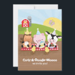 Farm Friends Birthday Party Einladung, Version 2 Einladung<br><div class="desc">Cock-a-Doodle-Moooo! Diese herzhafte Geburtstagsfeier-Einladung für Kinder ist voll von freundlichen Landtieren, die Ihr Kleines in der Liebe haben wird, und die gedruckte Version hat eine Farbtupfer-Rückseite, die Ihre Gäste bei Ihrer Ankunft genießen können. Klicken Sie einfach auf "Personalisieren Sie diese Vorlage", um Ihren eigenen Text hinzuzufügen, dann lassen Sie ihn...</div>