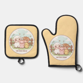 Farm friends forever - cute & cozy ofenhandschuh & Topflappen-Set