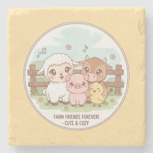 Farm friends forever - cute & cozy steinuntersetzer (Vorderseite)