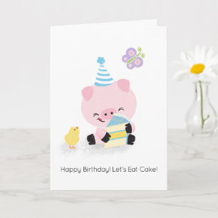 Farm Friends Playful Pig Happy Geburtstag Gruß Karte