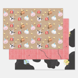 Farm Friends Set 3 Geburtstagsparty Geschenkpapier Set