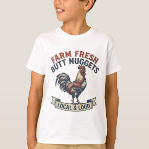 Farm Frische Bürzel Nuggets Hahn Lustig Retro Huhn T-Shirt