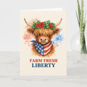Farm Frische Freiheit Highland-Kuh Patriotische US Karte
