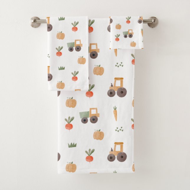 Farm Garden Wasserfarbe Muster Badhandtuch Set (Insitu)