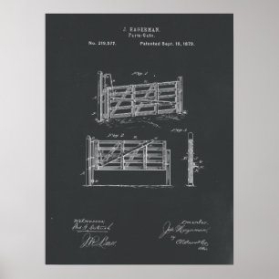 Farm Gate Patent Druck auf Schultafel Poster