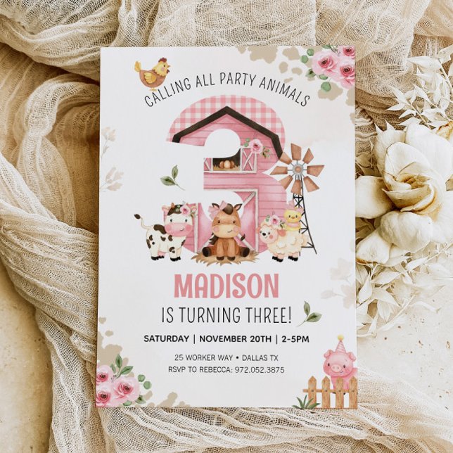 FARM GEBURTSTAG Landtiere 3. Geburtstag Einladung (Von Creator hochgeladen)