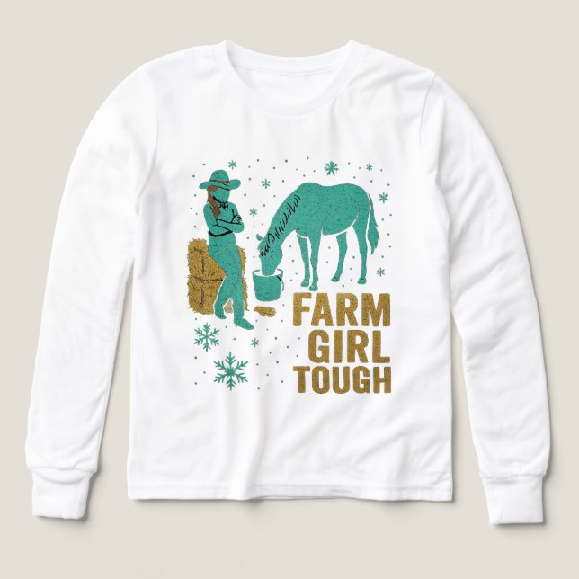 Farm Girl Tough Long Sleeve – Western Horse Shirt  (Motif recto)