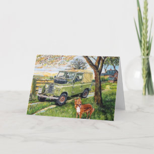 "FARM" Grüße Karte mit Landrover Szene.