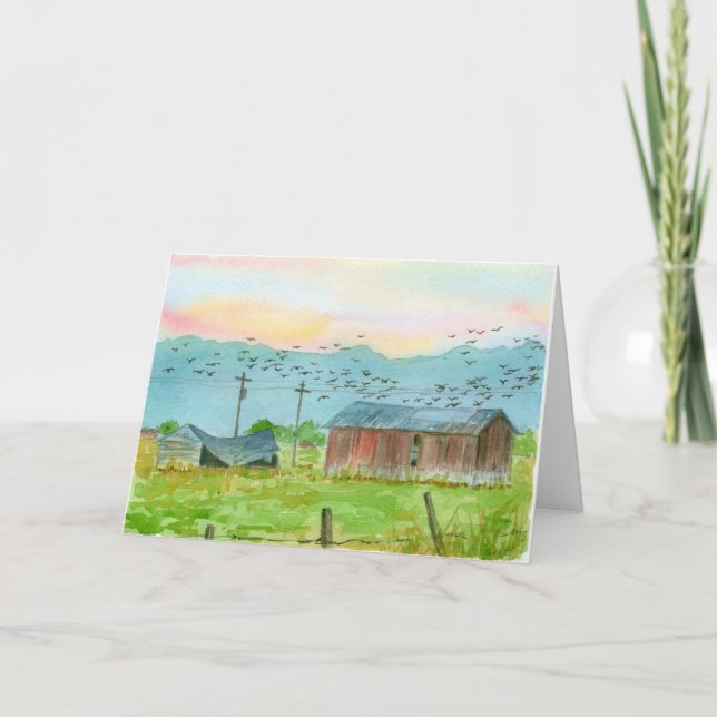 Farm Happy Birthday Red Barn Sunrise Karte (Vorderseite)